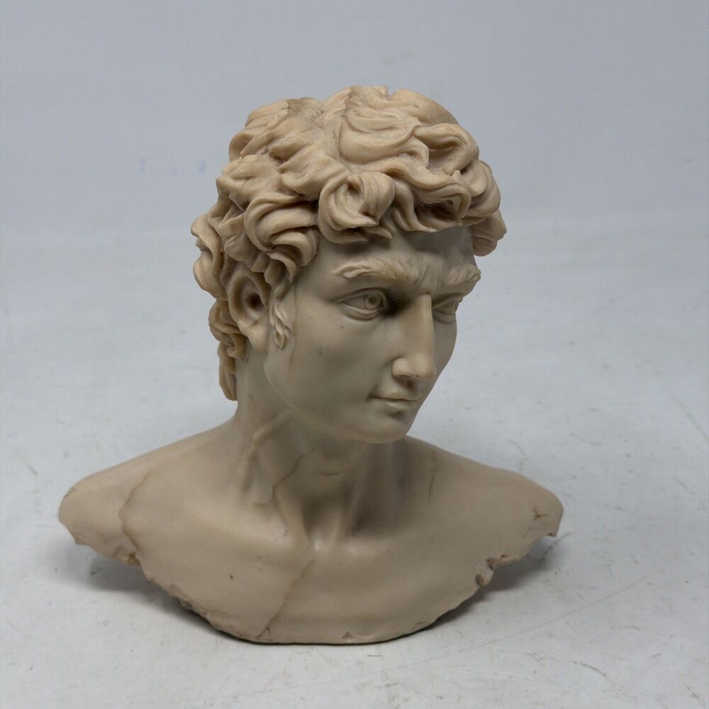Decoline NY Bust Statue David Handmade Resin Faux Marble Material Approx. 7"x7"